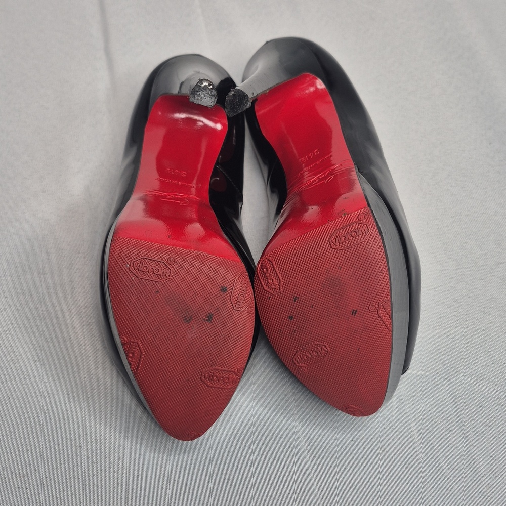 Christian Louboutin Black Patent Platform Stiletto Pumps Red Sole EUR 34.5/US4.5 - Picture 13 of 17